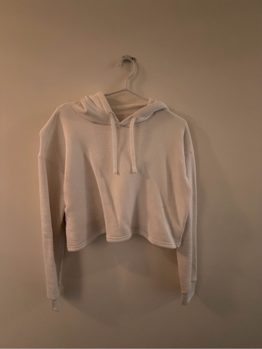 Cropped White Hoodie Sweatshirt - Women
